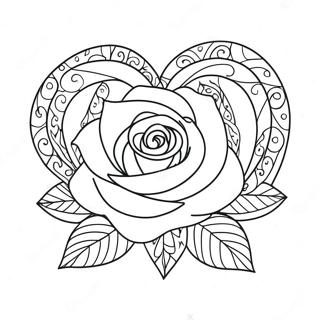 Heart Rose Coloring Page 3811-3142