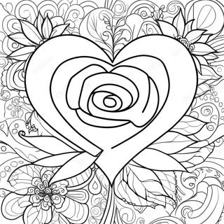 Heart Rose Coloring Page 3811-3143