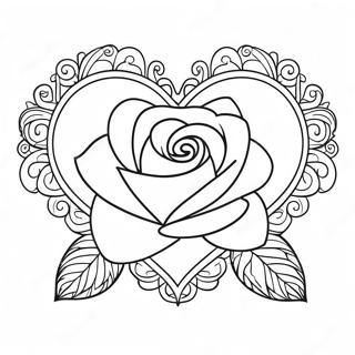 Heart Rose Coloring Page 3811-3144