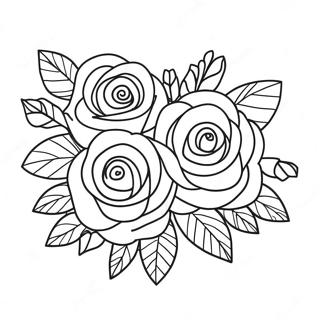 Elegant Heart Rose Bouquet Coloring Page 3812-3139