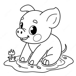 Adorable Piglet Playing In Mud Coloring Page 38203-30713