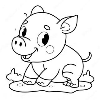 Adorable Piglet Playing In Mud Coloring Page 38203-30714