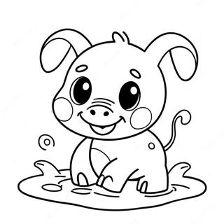 Adorable Piglet Playing In Mud Coloring Page 38203-30715