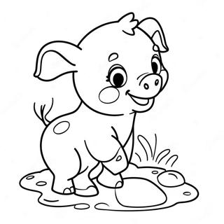 Adorable Piglet Playing In Mud Coloring Page 38203-30716