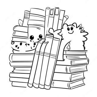 Colorful Books And Characters Coloring Page 3822-3146