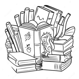 Colorful Books And Characters Coloring Page 3822-3147