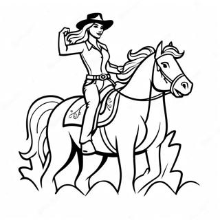 Realistic Cowgirl Riding Horse Coloring Page 38312-30803