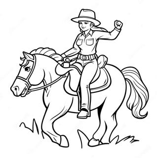 Realistic Cowgirl Riding Horse Coloring Page 38312-30804