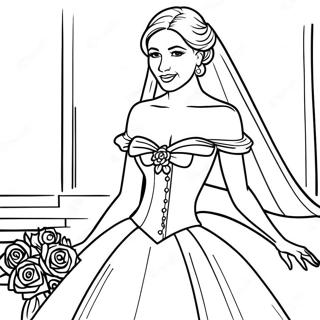 Elegant Bride In Wedding Dress Coloring Page 38343-30822