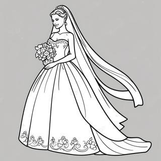 Elegant Bride In Wedding Dress Coloring Page 38343-30824