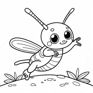 Cute Grasshopper Jumping Coloring Page 38383-30860