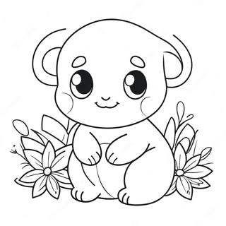 Cute Daki With Flowers Coloring Page 38393-30870