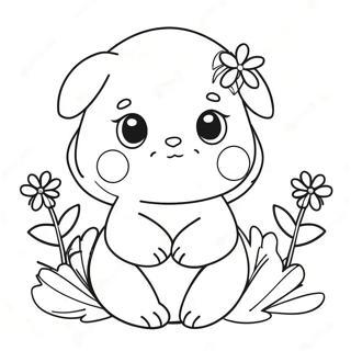 Cute Daki With Flowers Coloring Page 38393-30871