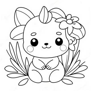 Cute Daki With Flowers Coloring Page 38393-30872