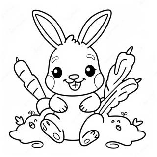 Happy Baby Bunny With Carrots Coloring Page 38533-30977