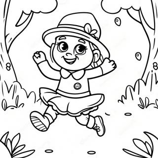 Cute Girl Leprechaun Dancing In The Forest Coloring Page 38613-31036