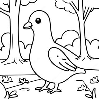 Cute Pigeon In Park Coloring Page 38633-31048