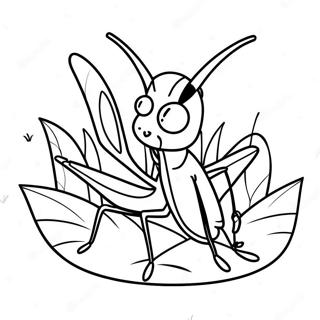 Cute Praying Mantis On A Leaf Coloring Page 38653-31062