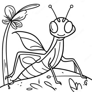 Cute Praying Mantis On A Leaf Coloring Page 38653-31063