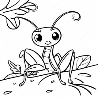 Cute Praying Mantis On A Leaf Coloring Page 38653-31064