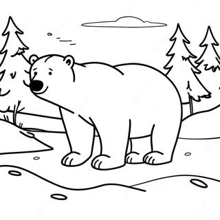 Polar Bear In A Snowy Landscape Coloring Page 38682-31083