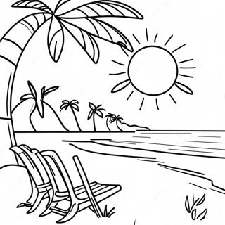 Spring Break Beach Scene Coloring Page 38692-31094