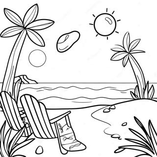 Spring Break Beach Scene Coloring Page 38692-31096