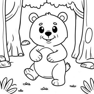 Cute Brown Bear Playing In The Forest Coloring Page 3882-3199