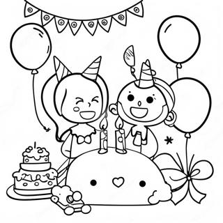 Joyful Birthday Sister Party Scene Coloring Page 38893-31258