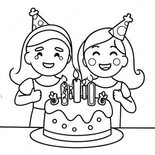 Joyful Birthday Sister Party Scene Coloring Page 38893-31259