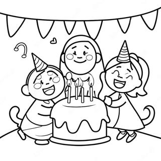 Joyful Birthday Sister Party Scene Coloring Page 38893-31260