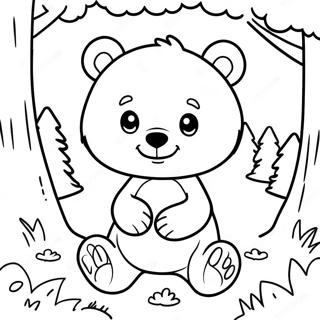 Cute Little Bear Playing In The Forest Coloring Page 38983-31321