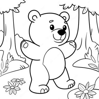 Cute Little Bear Playing In The Forest Coloring Page 38983-31322