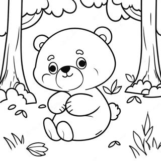 Cute Little Bear Playing In The Forest Coloring Page 38983-31323