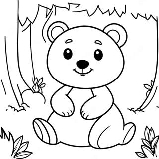 Cute Little Bear Playing In The Forest Coloring Page 38983-31324