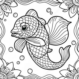 Detailed Koi Fish Swimming Coloring Page 38993-31327