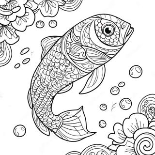 Detailed Koi Fish Swimming Coloring Page 38993-31328