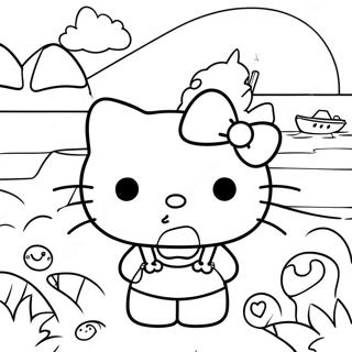 Summer Hello Kitty Coloring Pages