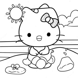 Summer Hello Kitty Beach Scene Coloring Page 39022-31350