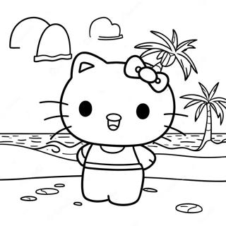 Summer Hello Kitty Beach Scene Coloring Page 39022-31352