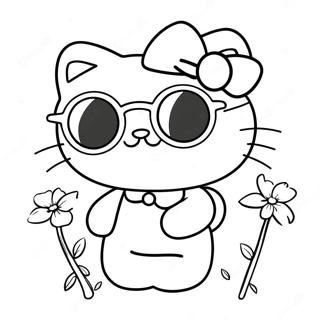 Summer Hello Kitty Coloring Pages