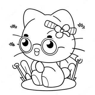 Cute Summer Hello Kitty With Sunglasses Coloring Page 39023-31346