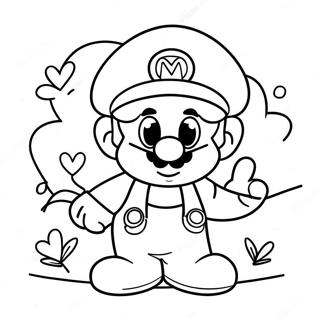 Mario Valentines Coloring Pages