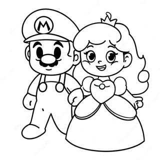 Cute Mario And Princess Peach Coloring Page 39193-31489