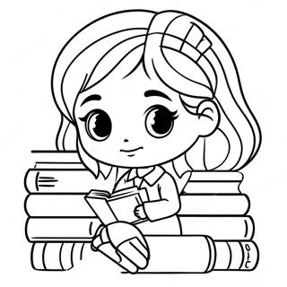 Chibi Hermione Granger With Books Coloring Page 39213-31501