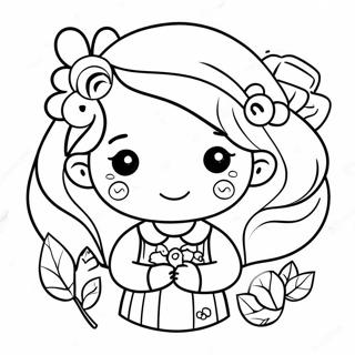 Cute Girl With Flowers Coloring Page 39273-31549