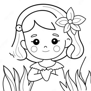 Cute Girl With Flowers Coloring Page 39273-31551