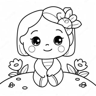 Cute Girl With Flowers Coloring Page 39273-31552