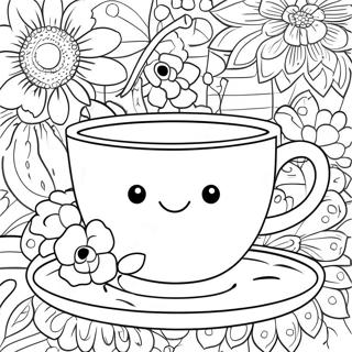 Cute Floral Teacup Coloring Page 39303-31572