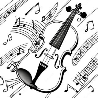 Elegant Violin With Music Notes Coloring Page 39333-31593